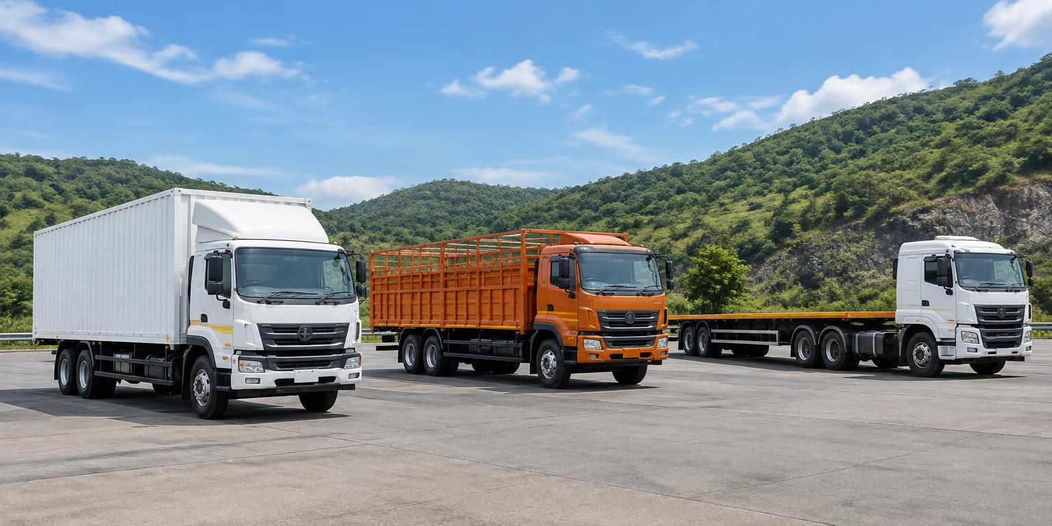 Illustration of closed, open and trailer truck categories